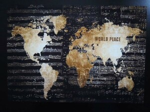 A4 額付き ポスター 世界地図 ワールドマップ 平和 レトロ フォトフレーム 額装済み 