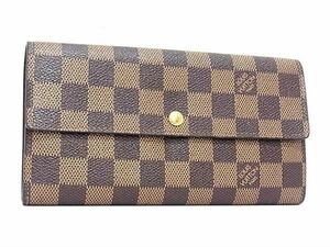 1円 ■美品■ LOUIS VUITTON ルイヴィトン N61726 ダミエ ポルトフォイユ サラ 二つ折り 長財布 ウォレット ブラウン系 FA1718