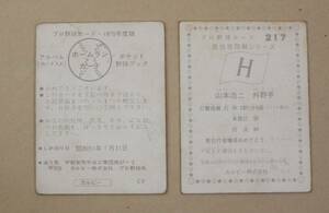 カルビー プロ野球カード・1975年度版 広島カープ 山本浩二 同一画像 ホームランカード＆レギュラーカード 2枚セット