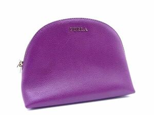 ■新品同様■ FURLA フルラ レザー メイクポーチ マルチポーチ 小物入れ レディース パープル系 DD7634