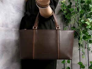 ●超美品●BURBERRY バーバリー●内ノバチェック●ロゴ型押し●カーフ レザー 本革●ハンド バッグ●茶●ゴールド金具●腕掛け●Js45800