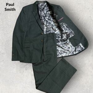 極美品 PS Paul Smith 裏地総柄 2Bジャケット セットアップスーツ Mサイズ センターベント