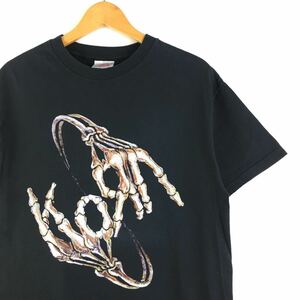 ビンテージ 00s【KORN】ボーンハンド Tシャツ USA製 M コーン ラップ ロックt レア スカル 古着 LIMP NIRVANA BJORK MARILYN MANSON