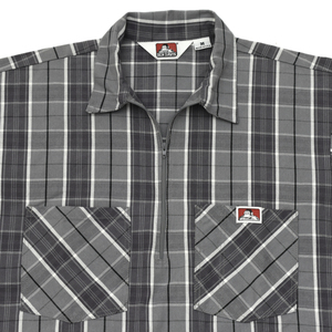 美品 USA製 BEN DAVIS ハーフジップ ワークシャツ ショートスリーブ グレー size.M 