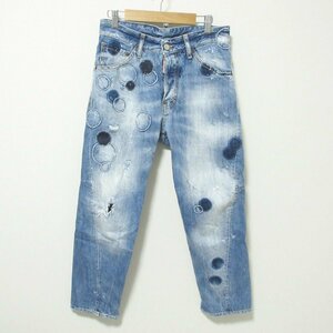 美品 Dsquared2 ディースクエアード WORK WEAR JEAN / S71LA0904 S30309 022 サークル加工デニムパンツ ジーンズ 44 ブルー 022