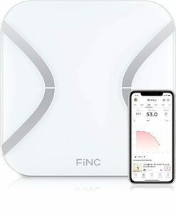 zab-14♪【未使用】FiNCスマホ連動 体組成計 自動記録 Bluetooth 薄型 BMI 内臓脂肪/体年齢/基礎代謝/皮下脂肪/11項目測定) 日本製 