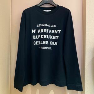 未使用品 le chanter ルシャンテ フロッキーロゴ長袖Tシャツ ロンT 黒 ブラック38サイズ Mサイズ 日本製 