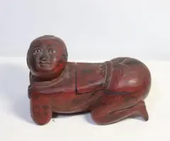 中国　清時代　漆　童子枕　木製　古民具　送料込み1019