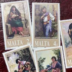 52523セール現品限り　外国切手未使用　マルタ発行絵画5種揃