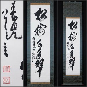 【模写】吉】9145 春見文勝 書「松樹千年翠」 臨済宗 妙心寺派29代 西宮海清寺 全日本仏教会会長 茶掛け 茶道具 禅語 掛軸 掛け軸 骨董品