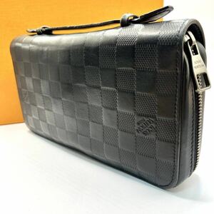 極美品 LOUIS VUITTON ルイヴィトン 長財布 ジッピーXL レザー アンフィニ ダミエ セカンド 黒 ラウンドファスナー メンズ オニキス 大容量