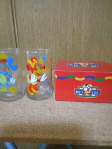 ディズニー　ミッキーミニーグラス　ガラスコップ　タンブラー2個入り　昭和レトロ　当時物　　