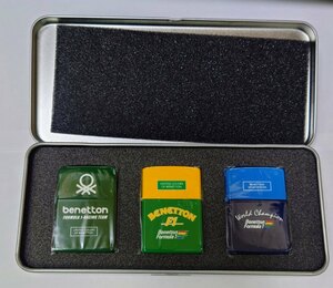 Y-41631N Zippo Benetton Formula1 2nd Millennium ライター ベネトン 記念 ジッポ 3個セット 未使用品 着火動作未確認 箱あり