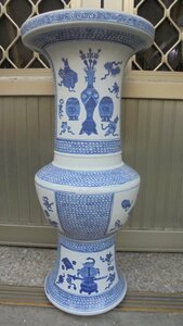 中国 唐物 古瓷 時代物 染付 清代青花博古紋瓶