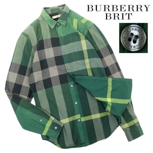 【B2915】【ノバチェック】BURBERRY BRIT バーバリーブリッド バーバリーブリット 長袖シャツ ボタンダウンシャツ サイズXS