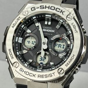 未使用極美品 箱説タグ付G-SHOCK GST-W110-1AJF G-STEEL Gスチール タフソーラー 電波受信 電波ソーラー マルチバンド6 メタルベゼル 