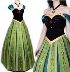 アナと雪の女王風 コスプレ 衣装 ドレス ディズニー 大人用 ネックレス付