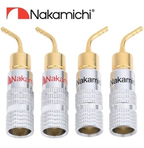 Nakamichi ナカミチ 24K 金メッキ スピーカー ターミナル ピンプラグ 4本セット（赤2本+黒2本）E032