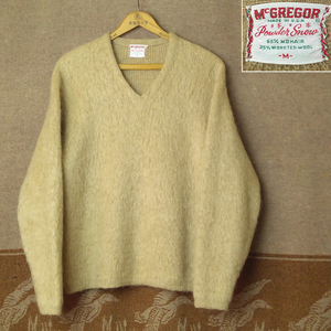 モヘア 65％ 【McGREGOR Powder Snow】 60s V-Neck Mohair Sweater / 60年代 マクレガー ニット セーター M グランジ ビンテージ 50s70s