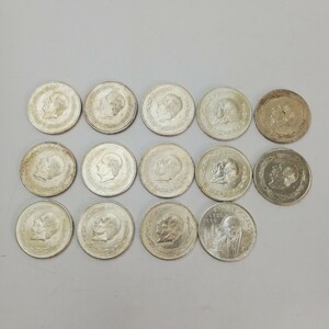 KA★1円～ 保管品 メキシコ銀貨 イダルゴ 5ペソ銀貨 14枚 セット まとめ