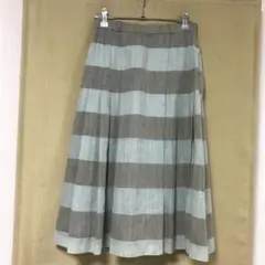 オールド　Christian Dior リネン　ボーダープリーツスカート