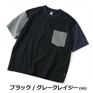 gym master ジムマスター ULシアサッカー ポケット Tシャツ G333732 半袖 メンズ Lサイズ_ブラック×グレーCRZ(90)