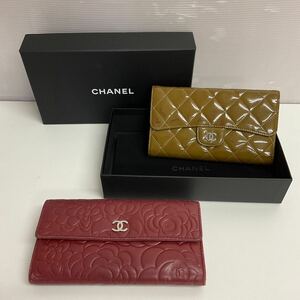 営MK40-60Y CHANEL シャネル マトラッセ 長財布 エナメル カメリア 2つ折り財布 レディース 財布 2点まとめ 箱あり