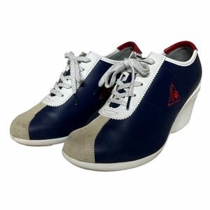 BB064 le coq sportif GOLF ルコックスポルティフ レディース スニーカー US8 24.5cm ネイビー ホワイト ウェッジソール