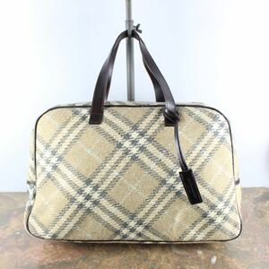 BURBERRY CHECK PATTERNED WOOL LEATHER BOSTON BAG/バーバリーチェック柄ウールレザーボストンバッグ