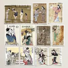 使用済み日本切手12種（切手趣味週間など）