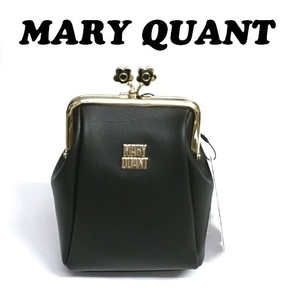 【MARY QUANT】(NO.2693)マリークワント メタルツインデイジー がま口マルチポーチ ブラック　未使用　マリクワ