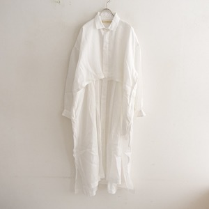 //【定価6.2万】スズキタカユキsuzuki takayuki *shirt coat*1リネン薄手羽織ドレスアンブレラヨークホワイト(mjk27-2402-93)【80C42】