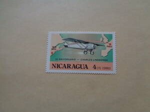 ニカラグア切手　1977年　チャールズ・リンドバーグ大西洋横断飛行50年記念　ニューヨーク・パリ間　　4