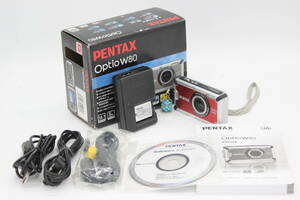 【返品保証】 【元箱付き】ペンタックス Pentax Optio W80 レッド 5x バッテリー チャージャー付き コンパクトデジタルカメラ s7035