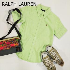 RALPH LAUREN ラルフローレン シャツ さいざ7 S グリーン 刺繍 緑 半袖 ボタンダウン