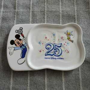 TOKYO Disney RESORT ミッキーマウス ティンカーベル 25th Anniversary プレート ／ ディズニー 小物置き ピーターパン TDL