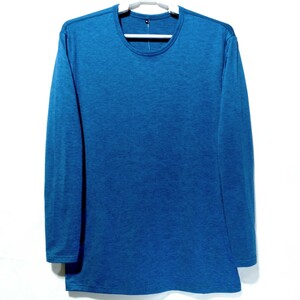 特価/未使用【サイズ=L】メンズ/クルーネック/インナーシャツ/ストレッチ/裏起毛/保温/胸囲=96～104cm/杢blue