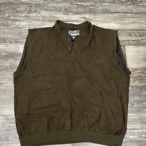 Zero Restriction Vest Mens XXL Brown MicroSuede Golf Jacket Windbreaker Casual 海外 即決