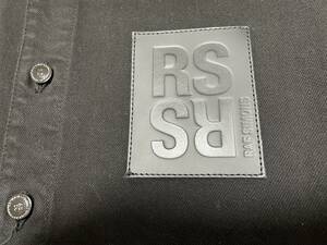 RAF SIMONS ラフシモンズ　2023SS ラストシーズン　STRAIGHT FIT DENIM SHIRT WITH LEATHER PATCH - BLACK -