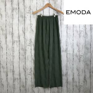 EMODA　エモダ　シャーリングラフパンツ　Fサイズ　グリーン　涼しげなリラックスパンツ　S6-117　USED