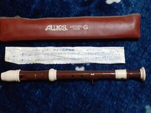 ＵＳＥＤ AULOS SOPRANO 702B G リコーダー ブラウン系