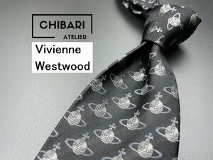 【新古品】ViviennWestwood　ヴィヴィアンウエストウッド　全面オーブ柄　ネクタイ　3本以上送料無料　ブラック　光沢　0305180