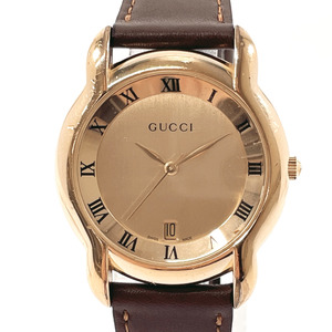 グッチ GUCCI 腕時計 5100M GP/レザー ゴールド クオーツ