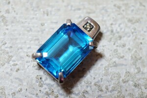 535 ブルースピネル 天然ダイヤモンド ペンダント ネックレス ヴィンテージ アクセサリー SILVER刻印 宝石 色石 カラーストーン 装飾品