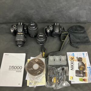Z1275 通電シャッター◎ Nikon D5000 2台 デジタル一眼レフカメラ ボディ レンズ 3点 AF-S NIKKOR 18-55mm F3.5-5.6G DX VR 等 現状品