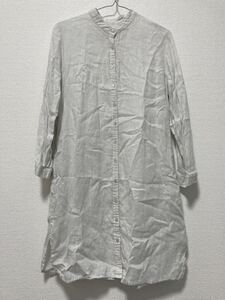 Fog Linen Work フォグリネンワーク バンドカラーリネンシャツワンピース 美品 ナチュラル