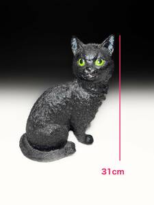 古め黒猫人形クロネコ キャット オブジェ ドール ミニチュア インテリアオブジェガーデニング 置物