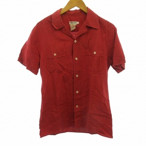 ジョルジオアルマーニ GIORGIO ARMANI リネン オープンカラーシャツ 半袖 赤 レッド M ■GY09 メンズ