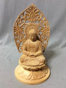 QE4056/仏像 釈迦如来坐像 木彫 仏教美術 高さ24㎝