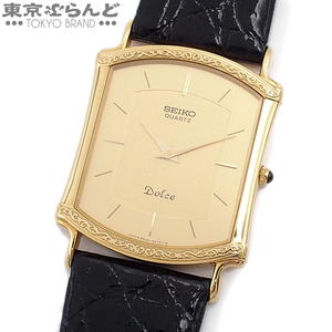 101718294 1円 セイコー SEIKO ドルチェ 金無垢 9520-5070 ゴールド K14YG SS レザー 腕時計 メンズ 電池式